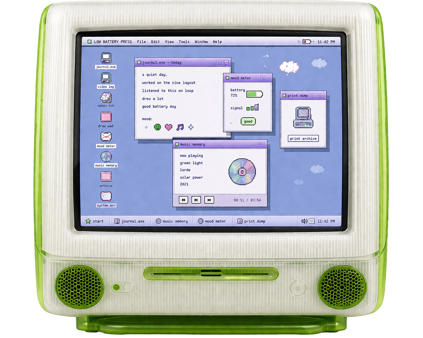 Low Battery Press shown on an iMac